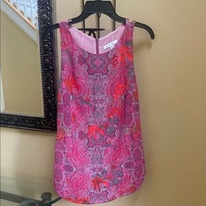 CAbi womens Small sleeveless top Red Pink Green